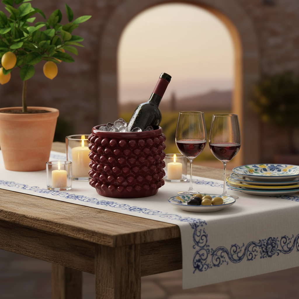 pigna bordeaux in ceramica caltagirone