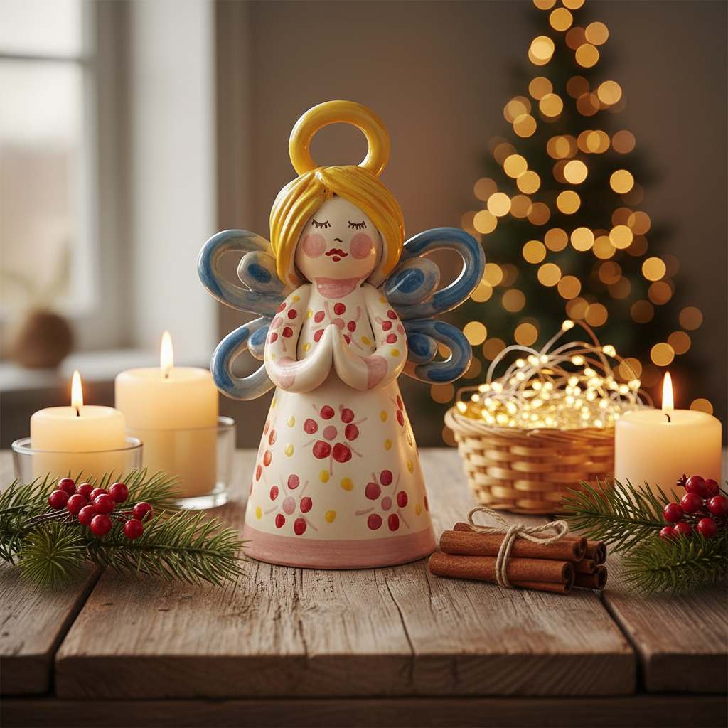 Angeli in ceramica di Caltagirone decorato a mano