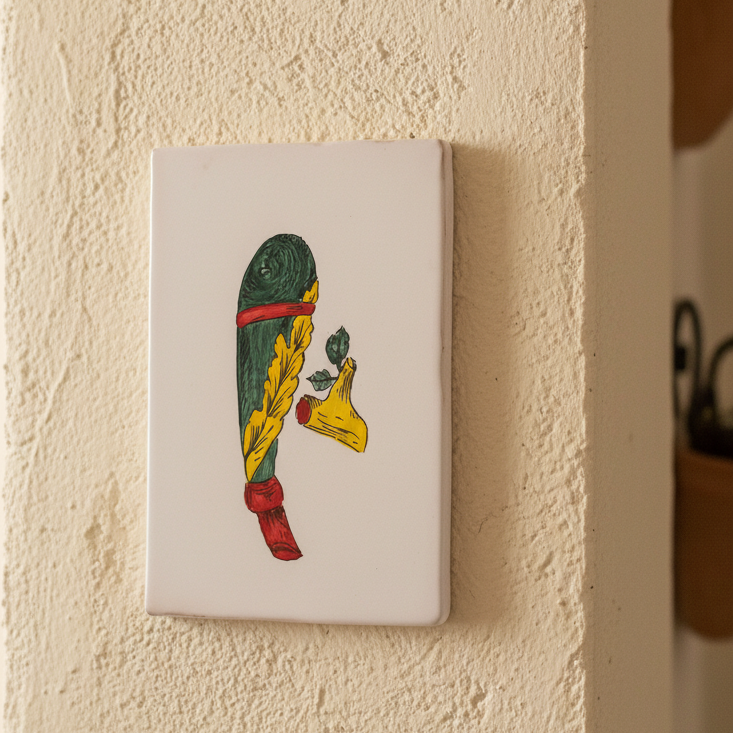Asso di bastoni in maiolica Siciliana 