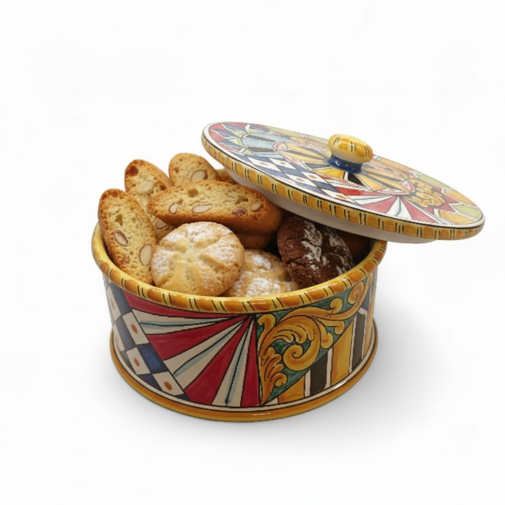 Biscottiera decorata a Caltagirone 