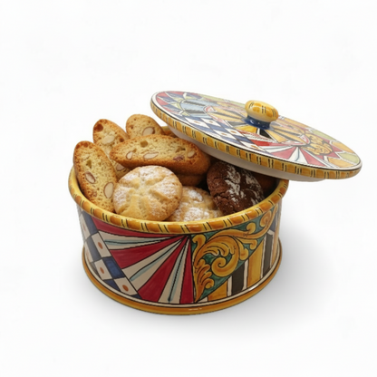 Biscottiera decorata a Caltagirone 