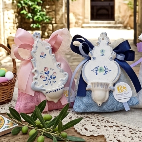Bomboniera battesimo maiolica Siciliana 
