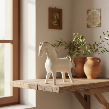 Cavallino in ceramica bianca di Caltagirone 