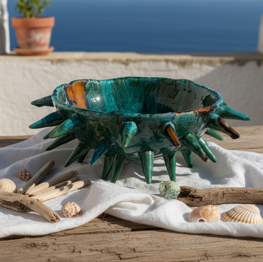 Centrotavola riccio di mare in maiolica