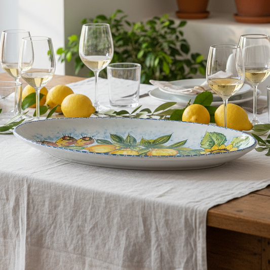 Piatto da portata ovale in maiolica Siciliana 
