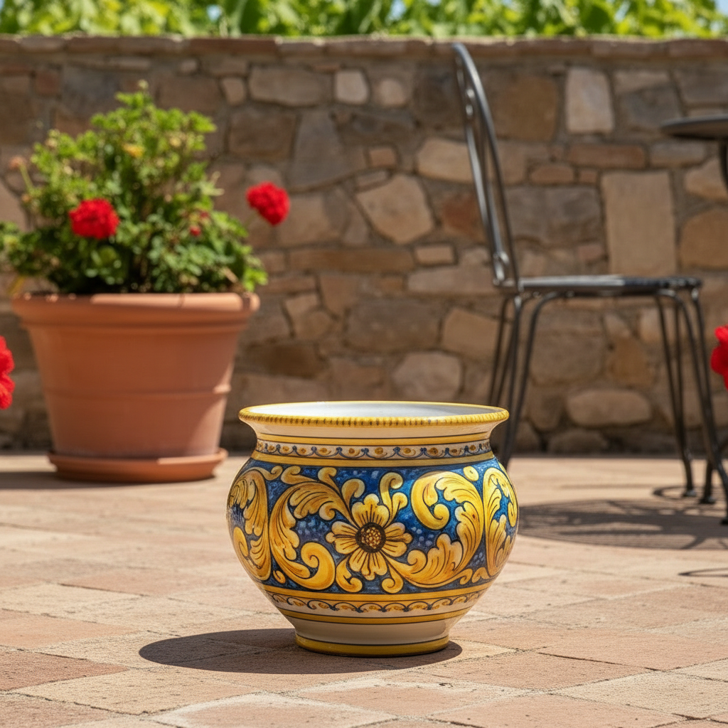 Portavaso 30cm in Ceramica Siciliana di Caltagirone