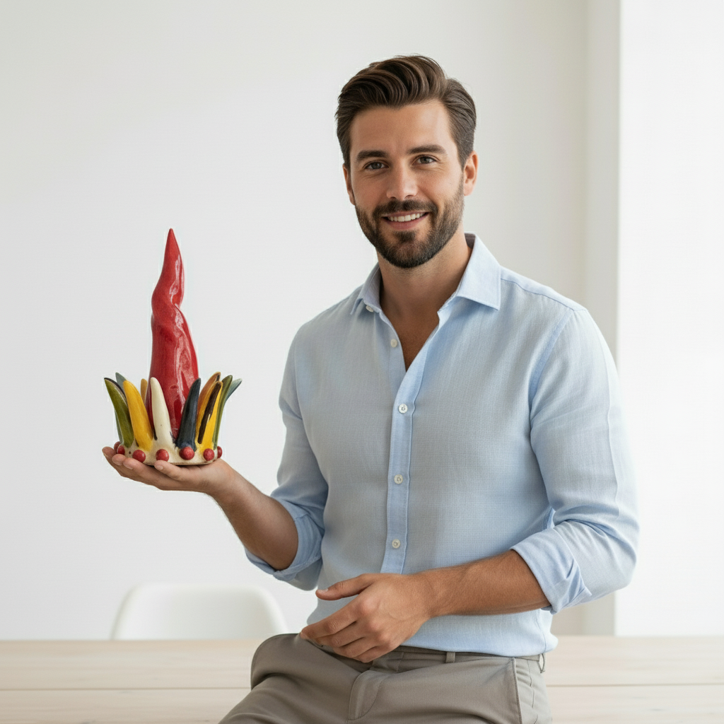 Corno ceramica 100% originale di Caltagirone 