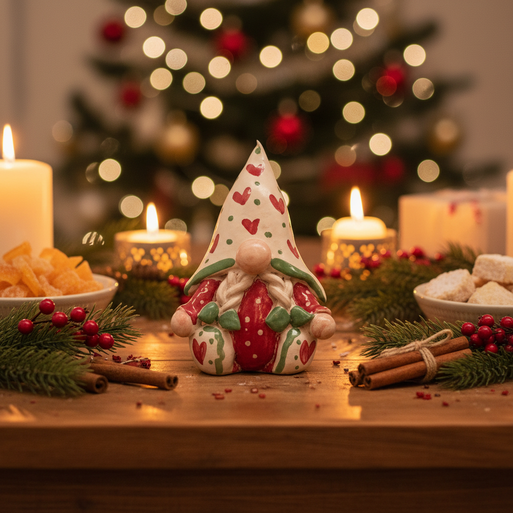 GNOMO IN CERAMICA DECORATO