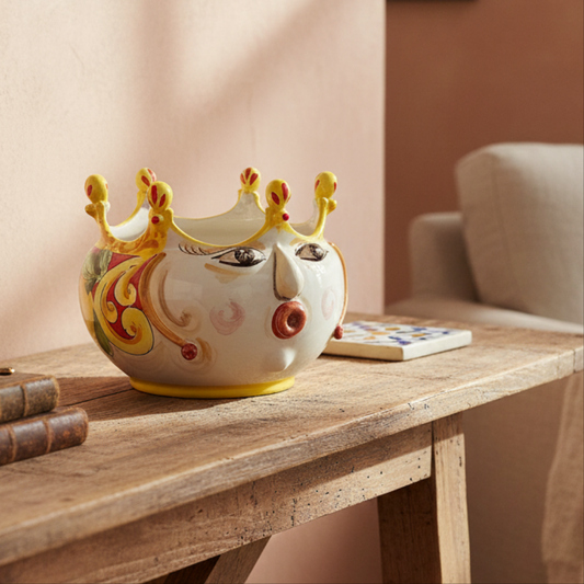 Testa di Moro Cachepot h.24cm in Ceramica Siciliana di Santo Stefano di Camastra