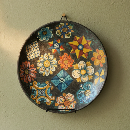 Ornamental plate d. 44 cm in Sicilian majolica from Sciacca
