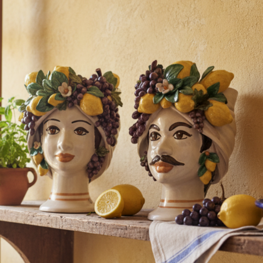 Teste di Moro 33cm in Ceramica Siciliana di Caltagirone