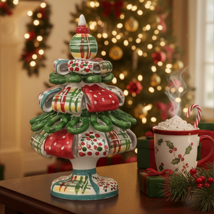 Christmas Tree 20cm in Sicilian Ceramics from Caltagirone