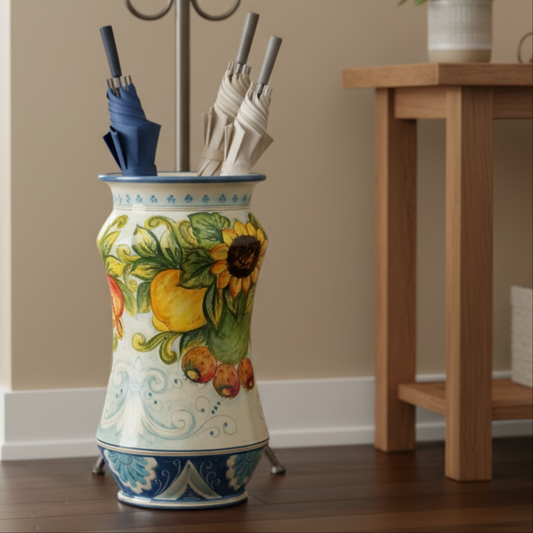 Portaombrelli decorato in maiolica Siciliana