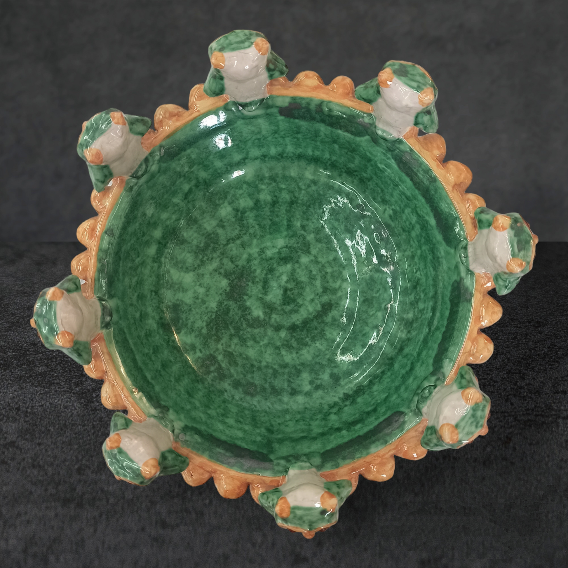 centrotavola civette ceramica caltagirone