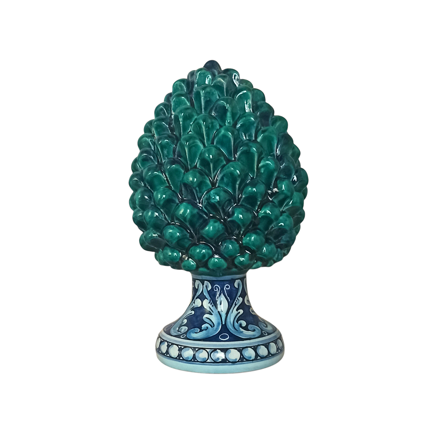 Pigna Decorata in Ceramica Siciliana Verde