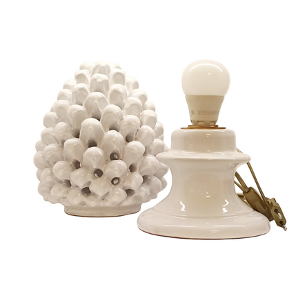 Lampada traforata pigna bianca Caltagirone 