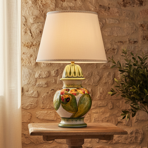 Lume in ceramica decorata di Caltagirone 