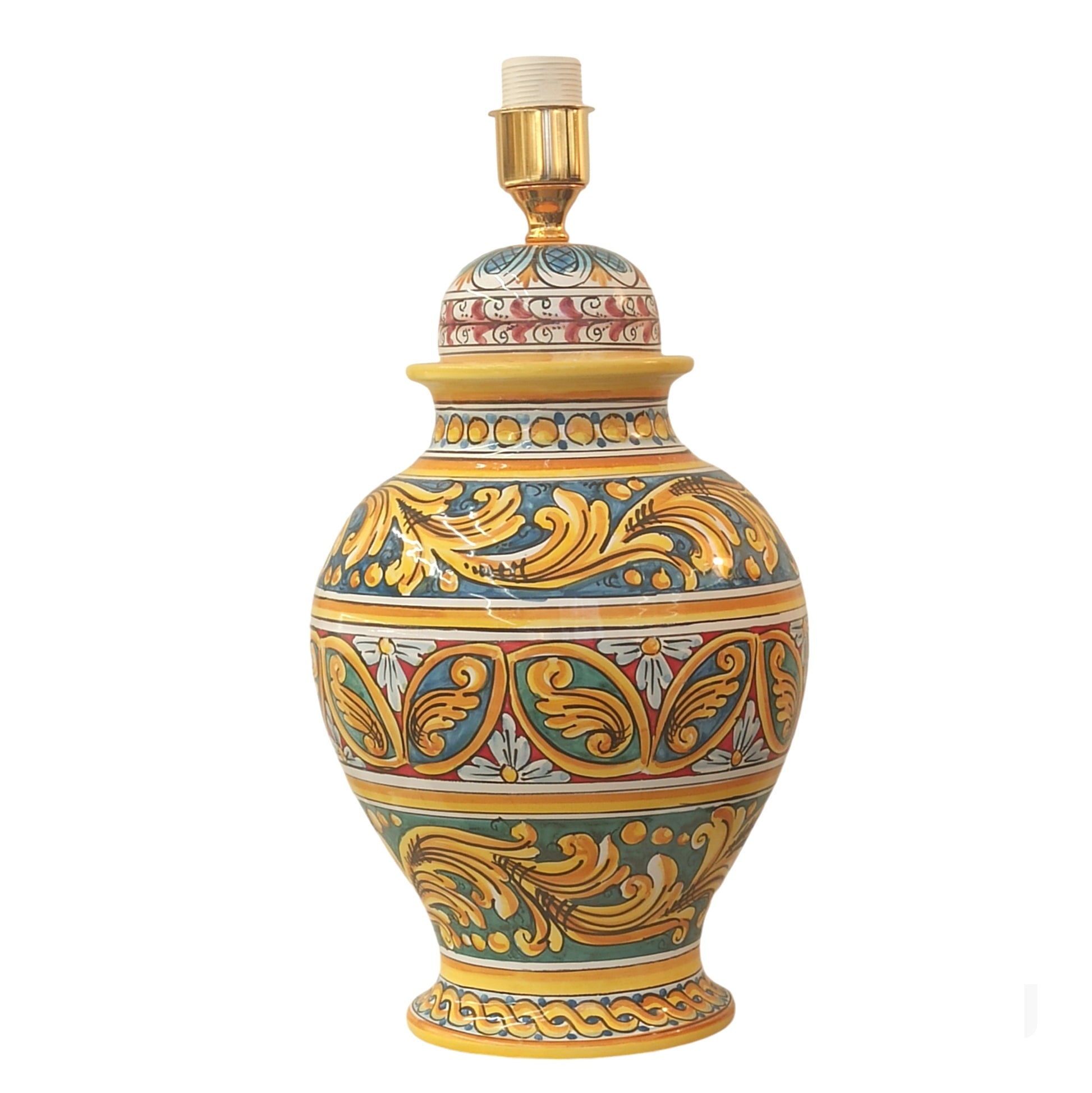 decorated sicilian ceramic lamp from Caltagirone