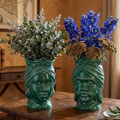 Moorish heads in Sicilian majolica