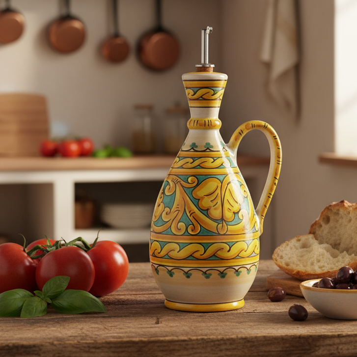Oliera ceramica di Sicilia decorata a mano a Caltagirone 