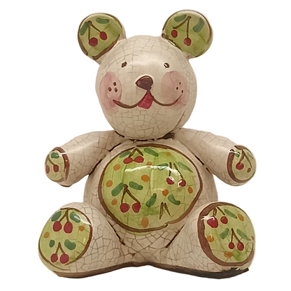 Hand-decorated 12cm Sicilian Majolica Bear from Caltagirone