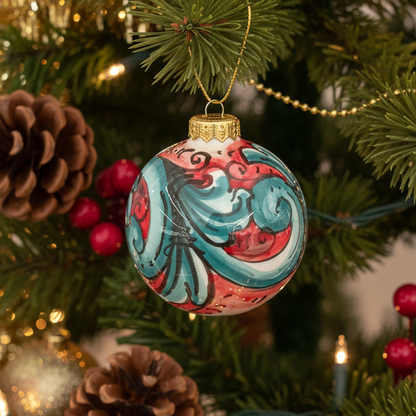 Palla di Natale decorata a mano in ceramica di Caltagirone 
