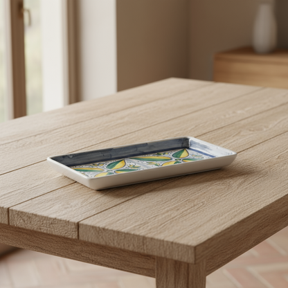 Piatto svuotatasche rettangolare in ceramica Siciliana 