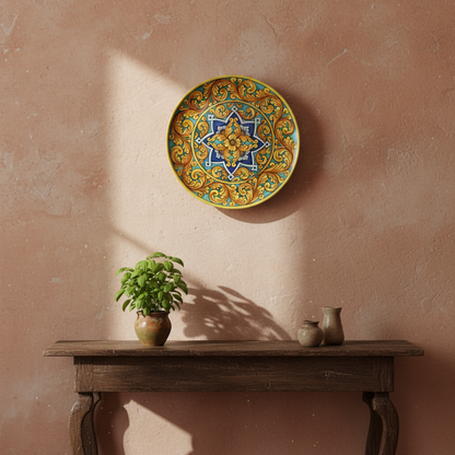 Piatto ornamentale in maiolica di Sicilia 