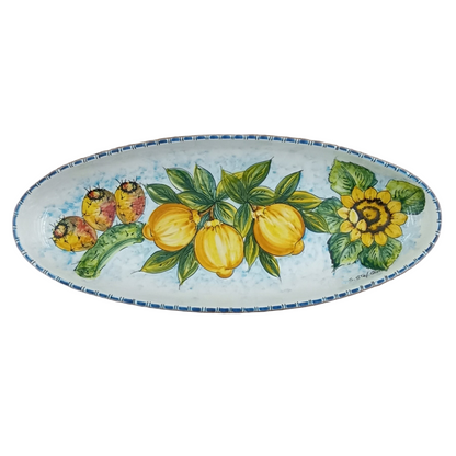 Piatto da porta ovale in ceramica di Caltagirone 
