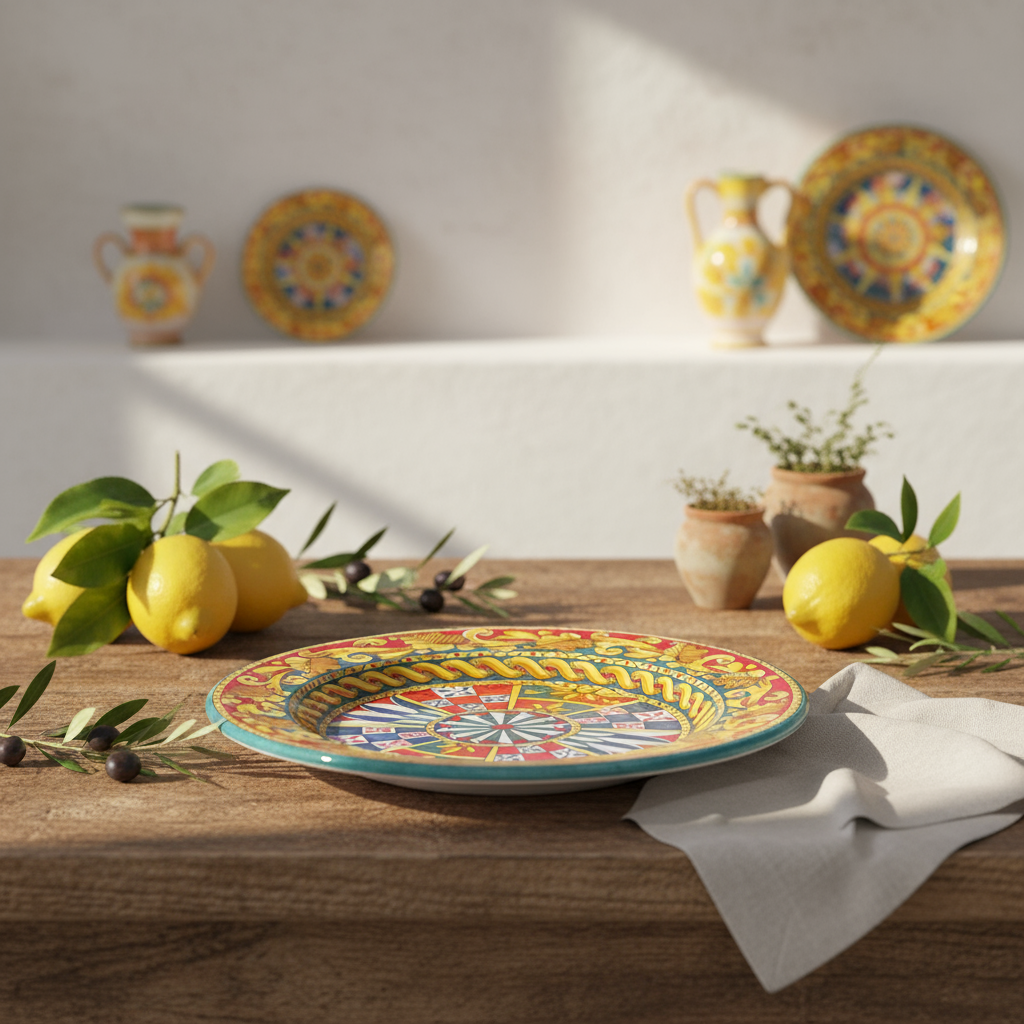 Piatto da centrotavola in maiolica Siciliana 