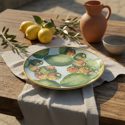 Piatto in maiolica decorata da appendere al muro 