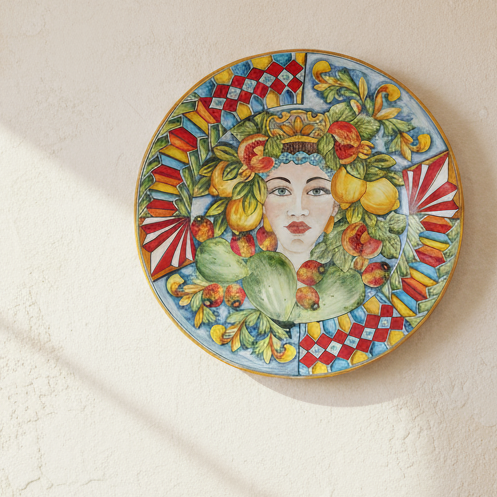 Piatto da appendere alla parete in cera Siciliana 