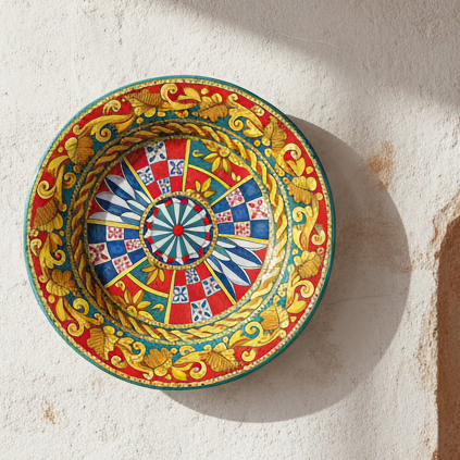 Piatto centrotavola in ceramica di Caltagirone 