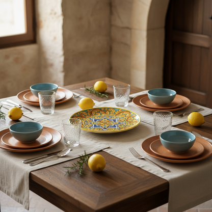 Piatto artigianale decorato per la tavola di Caltagirone 