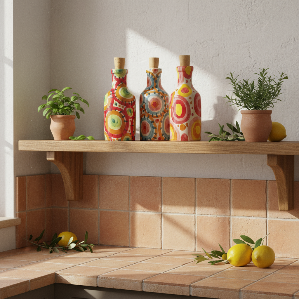 Bottiglietta in ceramica di Caltagirone per bomboniera 