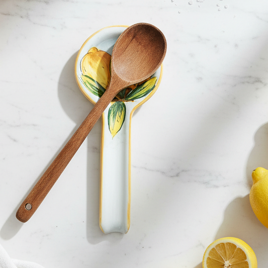 Poggia mestolo in ceramica di Caltagirone decoro Limoni
