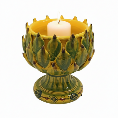 Portacandela da tavolo in maiolica