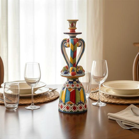 Portacandela in maiolica decorata Caltagirone 