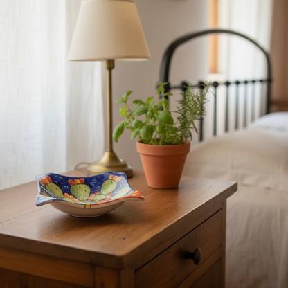 Porta caramelle fazzoletto in maiolica Siciliana di Caltagirone 