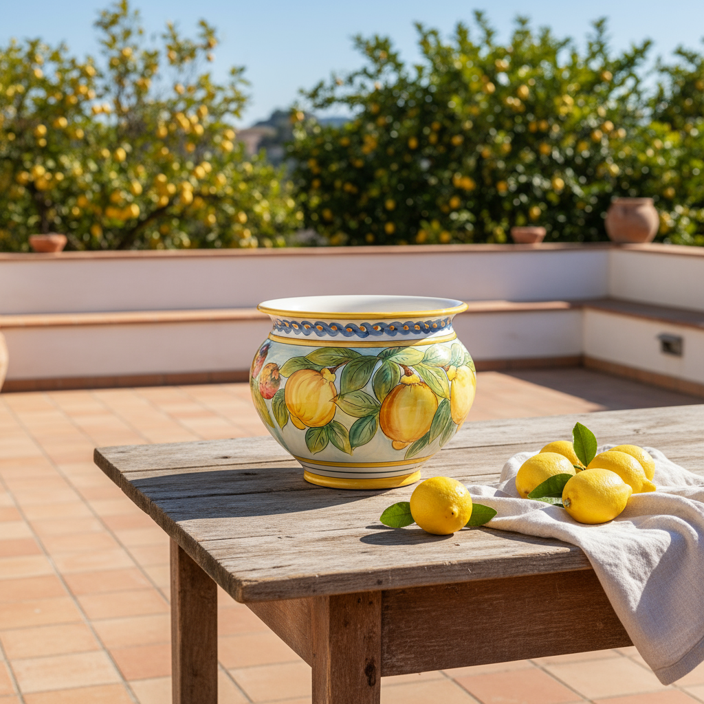 Sottovaso in maiolica Siciliana