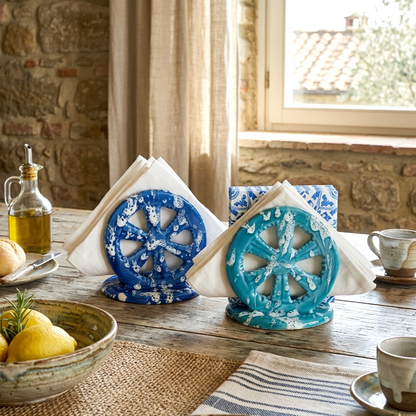 Portatovaglioli ceramica ruota di carretto Siciliano 