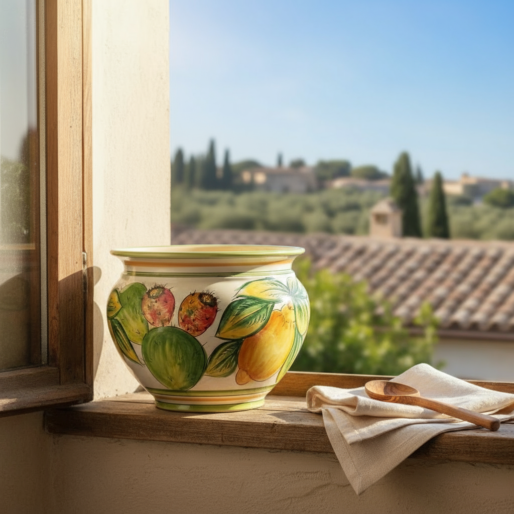 Portavaso in Maiolica Siciliana decorato a mano