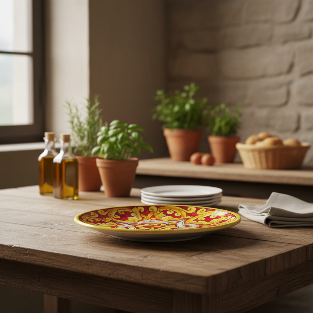 Servizio piatti in maiolica di Caltagirone 