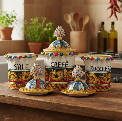Barattoli sale zucchero caffè Caltagirone 