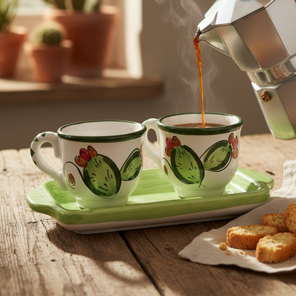 Set tazzina caffè più vassoio di Caltagirone 