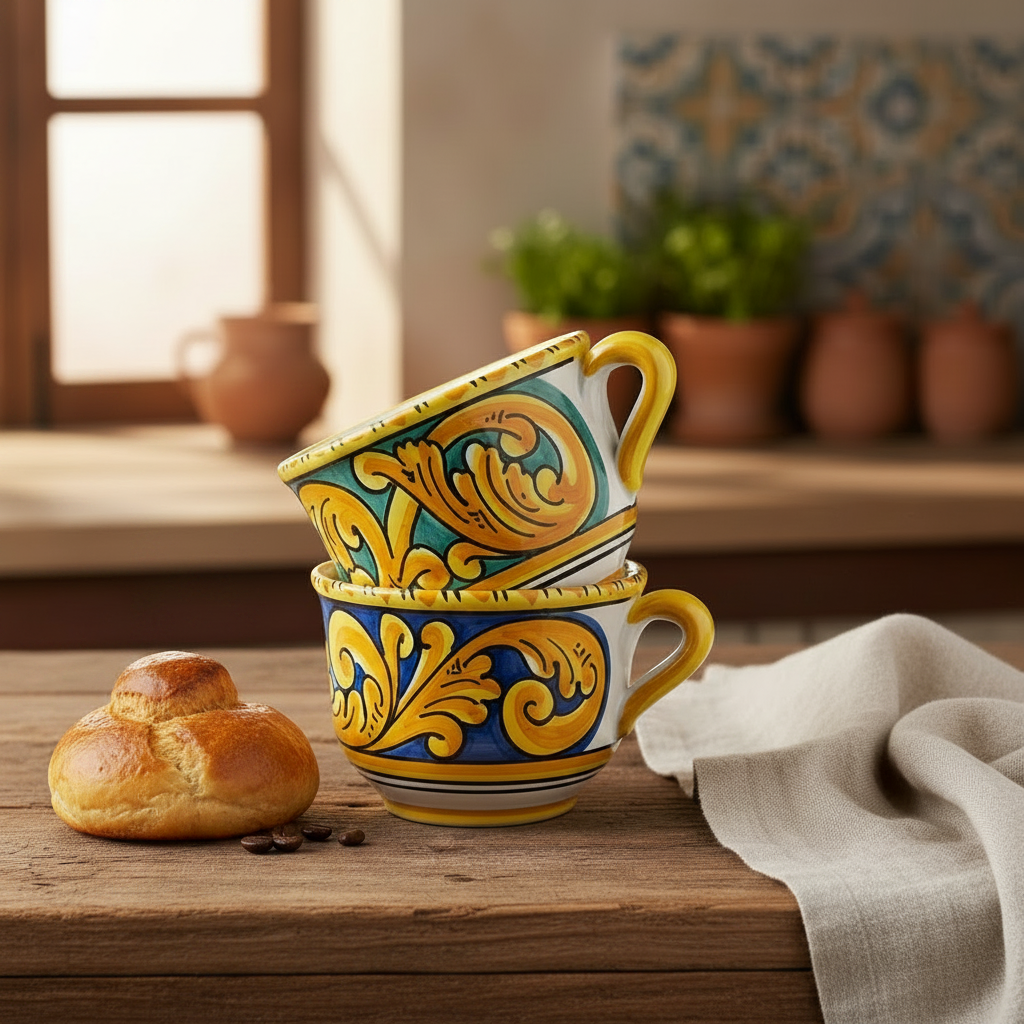 Sicilian-decorated milk cup