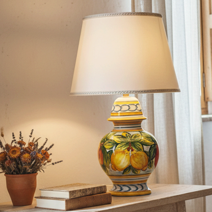 Sicilian ceramic decorated lamp