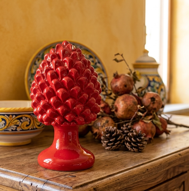 Sicilian red ceramic pine cone
