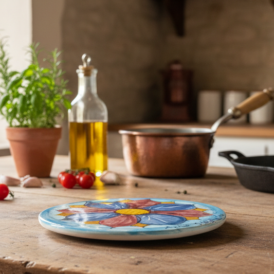 sotto pentola in maiolica siciliana