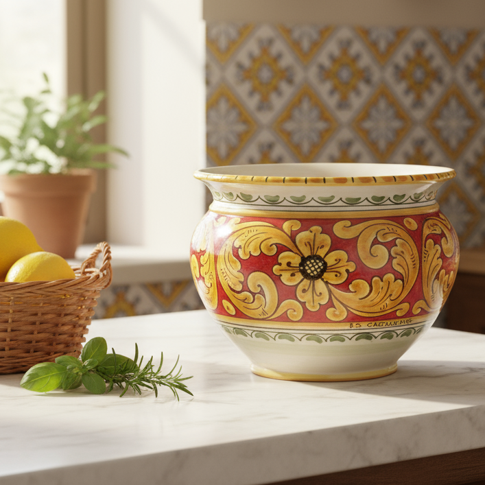 Sotto pianta in maiolica di Sicilia